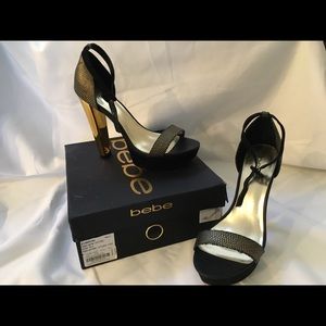 Black And Gold Bebe Heels - image 1